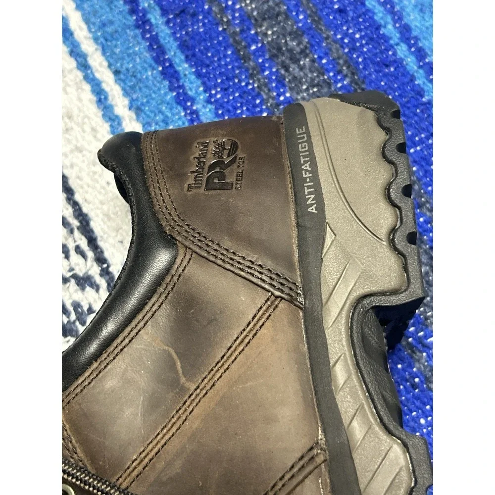 Timberland PRO Men's 9.5 Wide Brown Leather Work Shoes A1VZY Anti-Fatigue